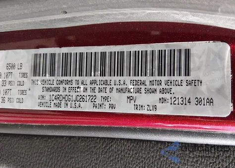 2018 Dodge Durango Gt Rwd from USA, damaged, VIN 1C4RDHDG1JC261722